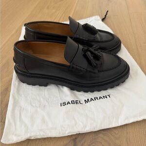 Isabel Marant Black Leather Tassel Chunky Loafers